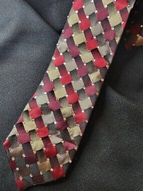 SILK Necktie STONED Taupe Gray Burgundy Geoffrey Beane NEW Classic Equestrian